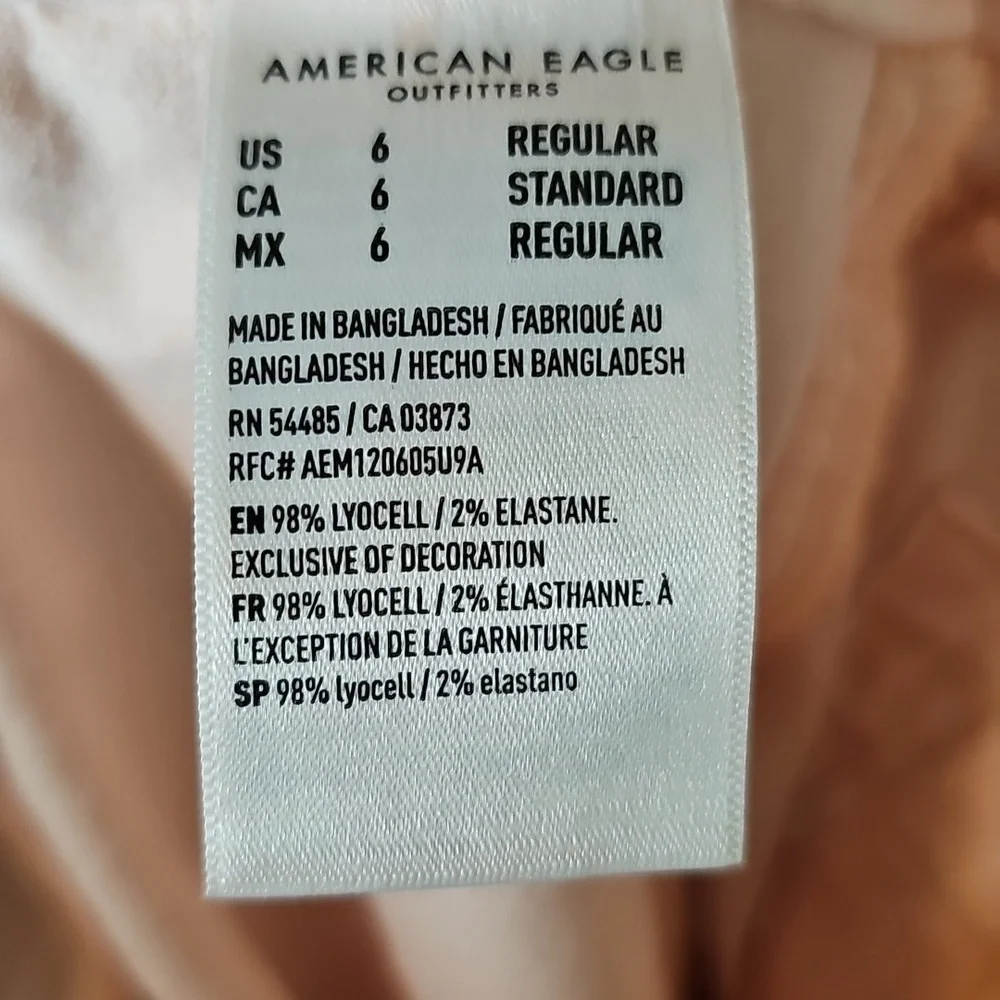 American Eagle Dreamy Drape Stretch Cargo Super High Waist Baggy Pants 6 Peach - Picture 10 of 10